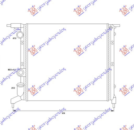 HLADNJAK MOTORA 1.2/1.4cc 8V (39x38) (ZATVOREN SISTEM) RENAULT CLIO I 1990-1994 (B C57/5 357)