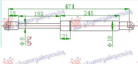 AMORTIZER GEPEK VRATA (474L-420N) RENAULT CLIO I 1990-1994 (B C57/5 357)