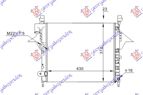HLADNJAK MOTORA 1.2i (MAN/AUTO) (-AC) (430x377x22) RENAULT TWINGO 1992-1998 (C06)