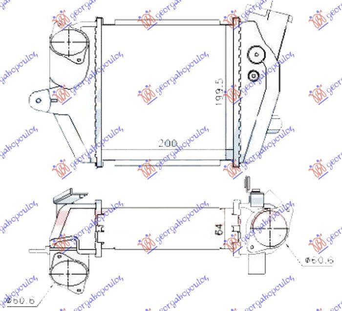 HLADNJAK INTERKULERA 2.0 CD DIZEL (200x205x64) MAZDA 5 2005-2010 (CR)