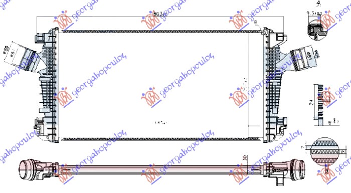 HLADNJAK INTERKULERA 2.0 TURBO BENZIN (665x360x30) 11- CEVI 61mm OPEL INSIGNIA 2008-2013 (G09)