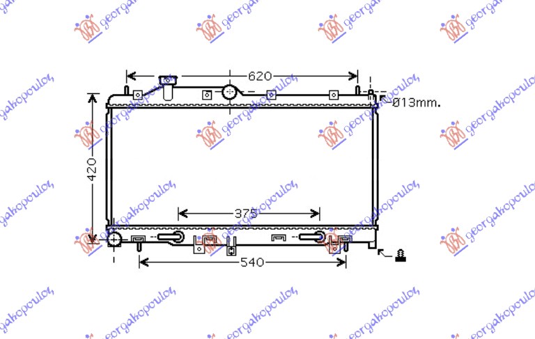 HLADNJAK MOTORA 2.0i/16 TURBO (AUTO) (34x68.5x16) SUBARU LEGACY/OUTBACK 2004-2010 (BL/BM/BR/BP)