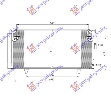 HLADNJAK KLIME BENZIN/DIZEL (615x297x16) SUBARU LEGACY/OUTBACK 2004-2010 (BL/BM/BR/BP)