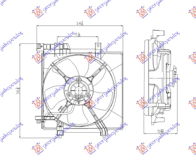 VENTILATOR HLADNJAKA KOMPLET (BENZIN BEZ TURBO) SUBARU LEGACY/OUTBACK 2004-2010 (BL/BM/BR/BP)
