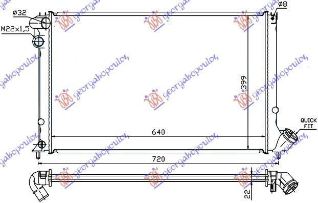 HLADNJAK MOTORA 1.6i 8V 1.8i 8/16V (MAN) (+AC) (64x40) PEUGEOT 406 SDN 1996-2005 (8C/8E/8F)