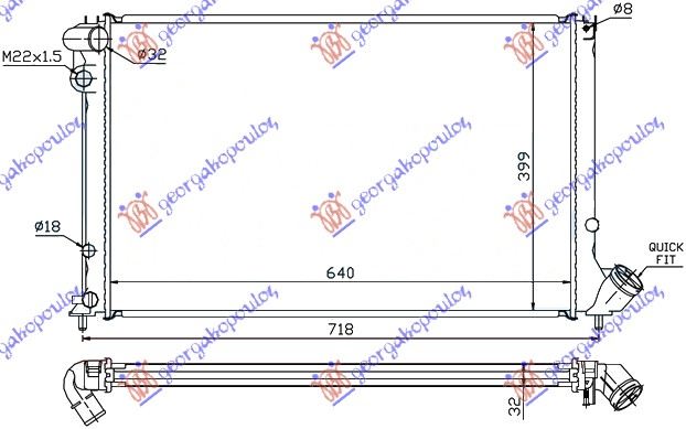 HLADNJAK MOTORA 1.8 8V/16V 2.0i 16V (AUTO) (+AC) (64x40) PEUGEOT 406 SDN 1996-2005 (8C/8E/8F)