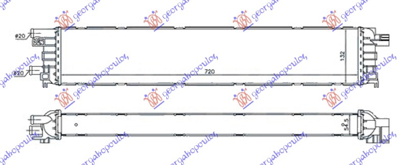HLADNJAK MOTORA DODATNI 3.0 TFSI-S4 BENZIN / 2.0 TDi DIZEL (720x132x55) (MAHLE PREMIUM LINE) AUDI A7 2014-2018 (4GA/4GF)