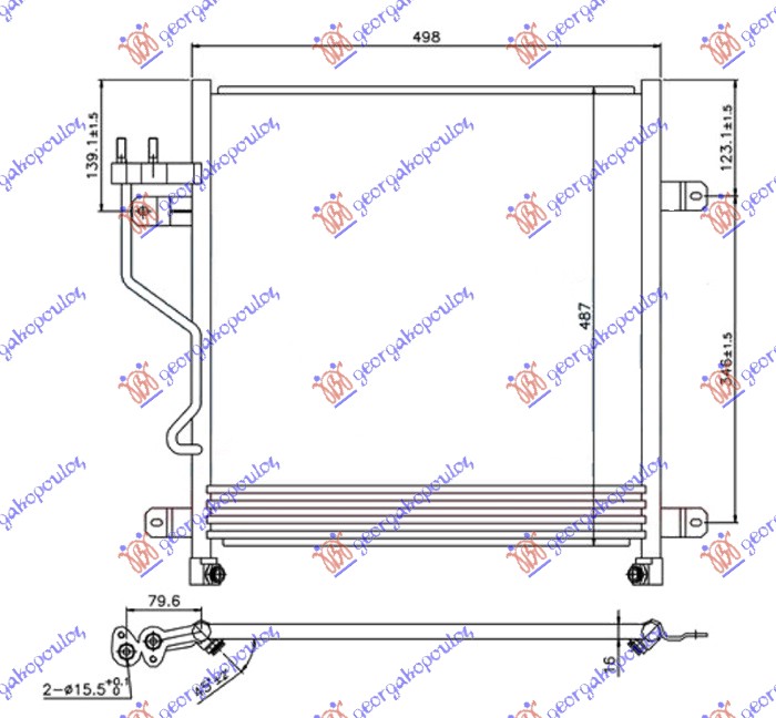 HLADNJAK KLIME 2.5/2.8 CRD DIZEL (AUTO) (460x480x16) 2005- JEEP CHEROKEE 2002-2008 (KJ)