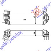 HLADNJAK INTERKULERA 1.5 DCi DIZEL (385x145x64) SRAFLJENJE RENAULT KANGOO 2013-2021 (KW0/KW1)