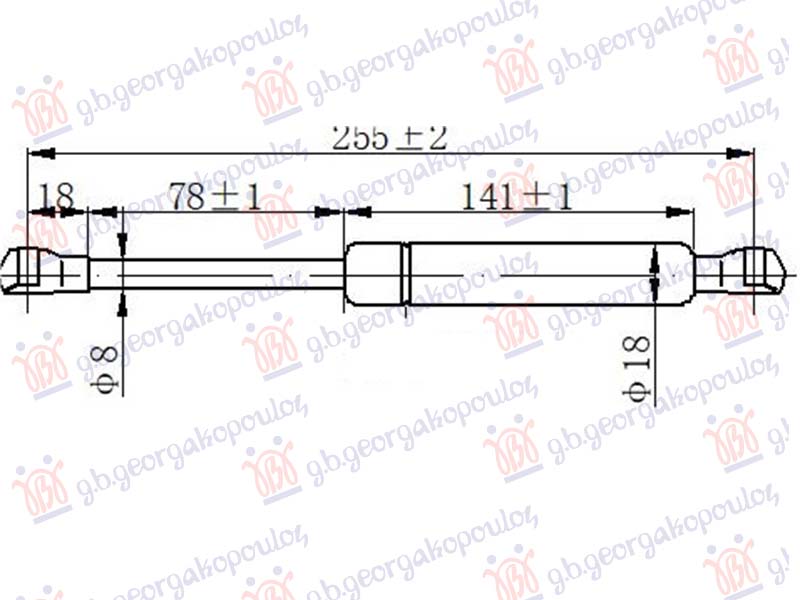 AMORTIZER GEPEK VRATA (CABRIO) (255L-350N) AUDI A3 2008-2012 (8P1/8PA/8P7)