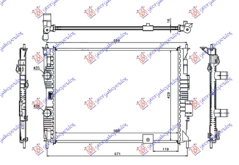 HLADNJAK MOTORA 2.0i 16V (+/-AC) (59x45) NISSAN QASHQAI 2010-2013 (J10/NJ10)
