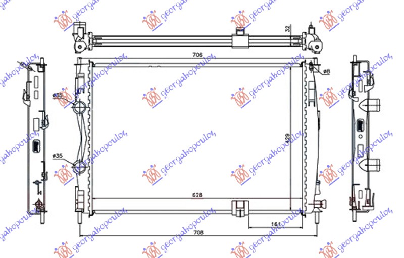 HLADNJAK MOTORA 2.0 DCi (63x44.5x34) NISSAN QASHQAI 2010-2013 (J10/NJ10)