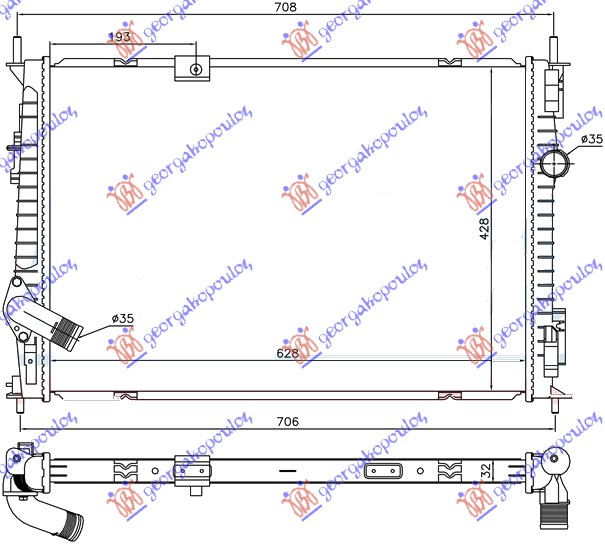 HLADNJAK MOTORA 1.6 DCi (62.8x42.8x32) NISSAN QASHQAI 2010-2013 (J10/NJ10)