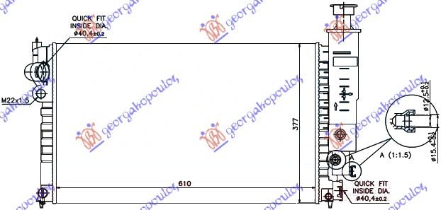 HLADNJAK MOTORA 1.4/2.0CC (+/-AC) (61x37.7) PEUGEOT 405 1993-1995 (4B)