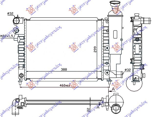 HLADNJAK MOTORA 1.0/1.1/1.4 BENZIN (390x320) PEUGEOT 106 1992-1995 (1A/1C/1S)