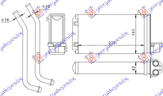 GREJAC KABINE (234x138) (KOMPLET SA CEVIMA) PEUGEOT 309 1986-1993 (10C/10A)
