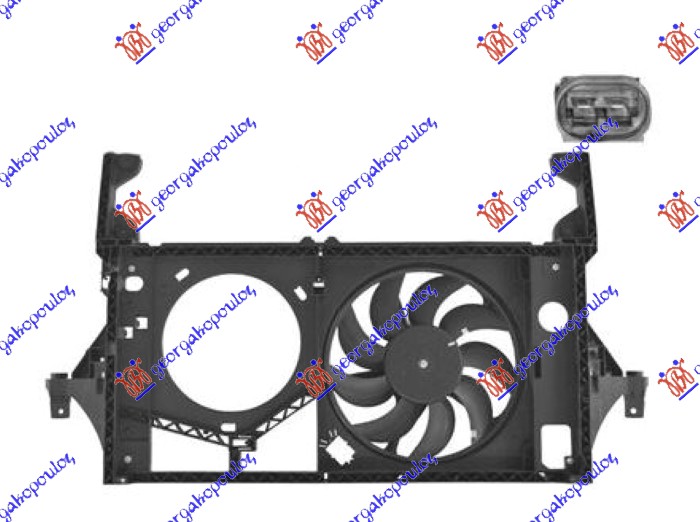 VENTILATOR HLADNJAKA (ELISA+MOTOR) DIZEL (384MM/312W) (2 PIN) (NISSENS) NISSAN INTERSTAR 2002-2009 (X70)