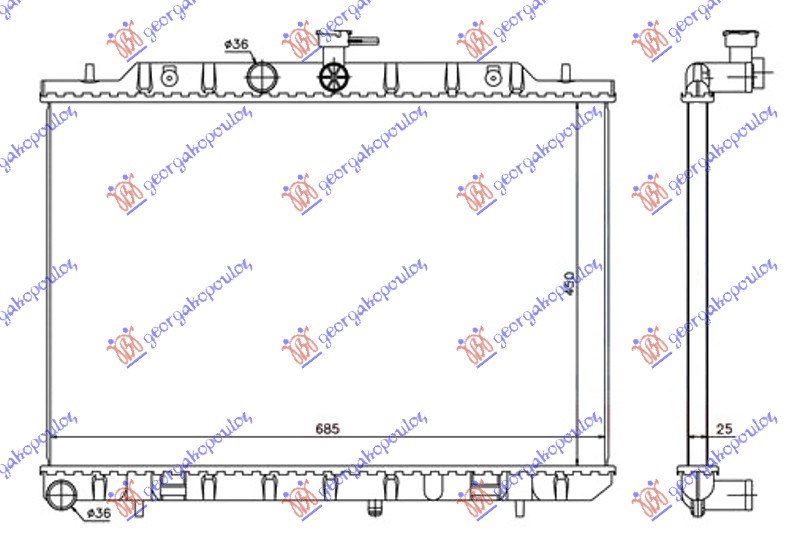 HLADNJAK MOTORA 2.0 T.D (45x69) 07- NISSAN X-TRAIL 2001-2014 (T30)