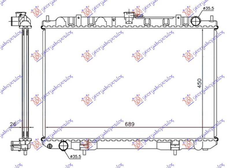 HLADNJAK MOTORA 2.2 DCI (45x69) -07 NISSAN X-TRAIL 2001-2014 (T30)