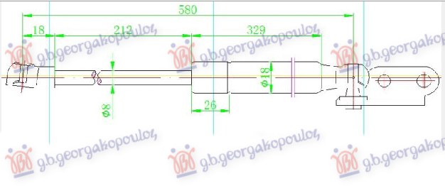 AMORTIZER GEPEK VRATA 07- (580L-540N) NISSAN X-TRAIL 2001-2014 (T30)
