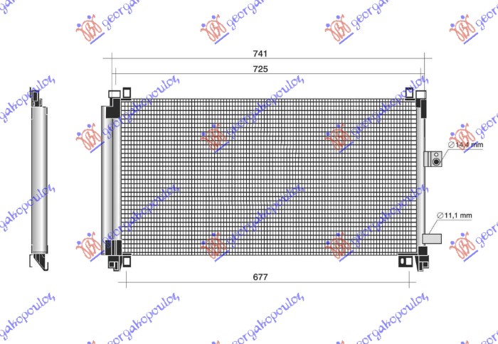 HLADNJAK KLIME 2.2 HDI/3.0 HDI DIESEL (732x362) PEUGEOT 508 I 2011-2015 (8D)