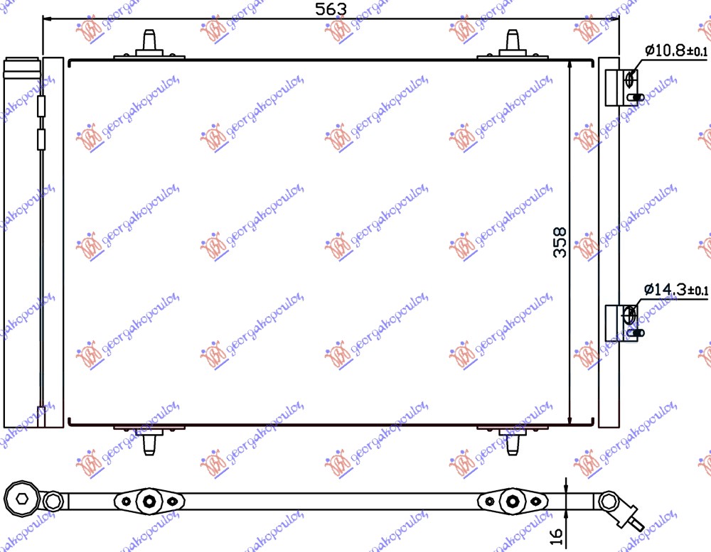 HLADNJAK KLIME 1.6 THP BENZIN - 1.6 Hdi DIZEL (574x378x16) 2011- PEUGEOT 508 I 2011-2015 (8D)