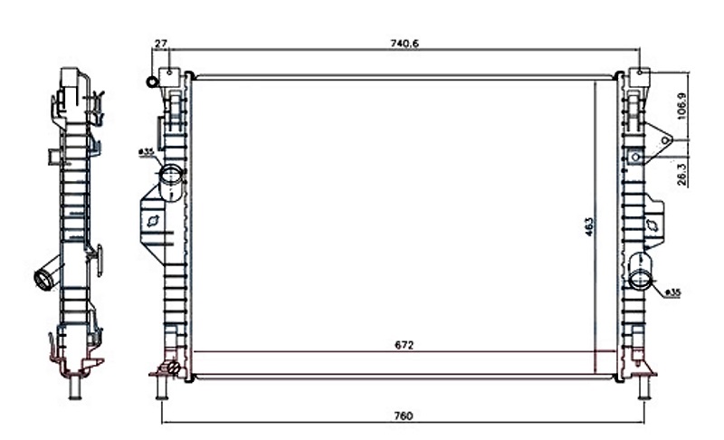 HLADNJAK MOTORA 2.5 TURBO BENZIN (MAN-AUTO) (670x460) (KOYO) FORD KUGA 2008-2013 (DM2)