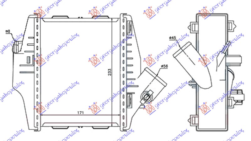 HLADNJAK INTERKULERA 0.8 Cdi DIZEL (171x233x50) SMART FORTWO 2007-2012 (451)
