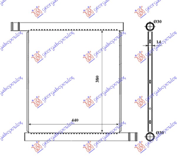 HLADNJAK MOTORA ZA SVE MODELE (440x380) (MAHLE BEHR PREMIUM LINE) SMART FORTWO 2007-2012 (451)