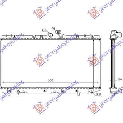 HLADNJAK MOTORA 2.0 DIZEL (35.2x69.9x2.7) TOYOTA COROLLA SDN-S.W. 1992-1996 (E 10)