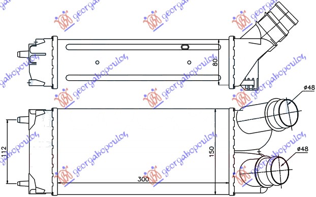 HLADNJAK INTERKULERA 1.6 Hdi (300x150x80) PEUGEOT PARTNER 2008-2015 (5/G)