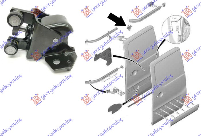 KLIZAC (VODJICA) KLIZNIH VRATA SREDNJI CITROEN BERLINGO 2015-2019 (B9)