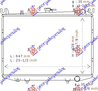 HLADNJAK MOTORA BENZIN (64.8x43) NISSAN P/U SINGLE CAB 1986-1992 (D21)