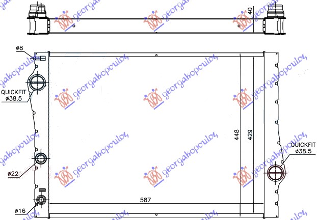 HLADNJAK MOTORA 3.0i 24V 3.0 TD (587x429x40) BMW X6 2008-2014 (E71/E72)