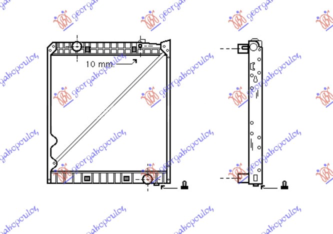 HLADNJAK MOTORA DIZEL (MAN/AUTO) (900x807) (SA METALNIM OKVIROM) MERCEDES ACTROS 2008-2011 (MP2/MP3)