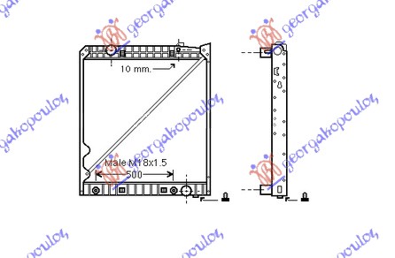HLADNJAK MOTORA DIZEL (MAN/AUTO) (101.5x808) (SA METALNIM OKVIROM) MERCEDES ACTROS 2008-2011 (MP2/MP3)