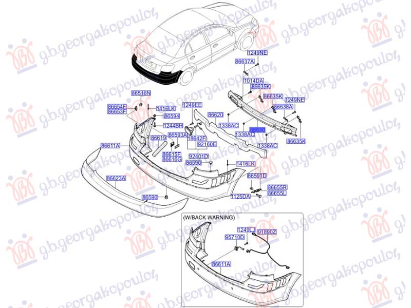 SINA ZADNJEG BRANIKA 5 VRATA (ORIGINALNI) KIA RIO 2005-2011 (JB)