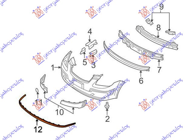 SPOJLER PREDNJEG BRANIKA (ORIGINALNI) KIA RIO 2005-2011 (JB)
