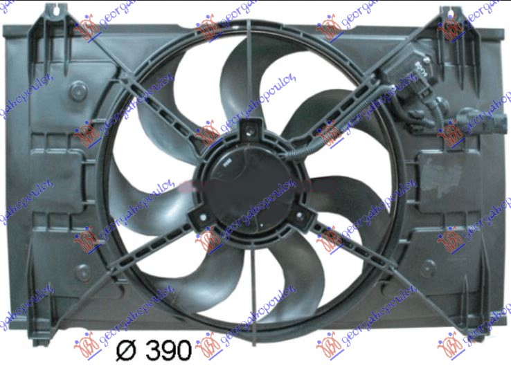 VENTILATOR KOMPLET (BENZIN) (390mm) (DUGULJASTI KONEKTOR) KIA RIO 2005-2011 (JB)