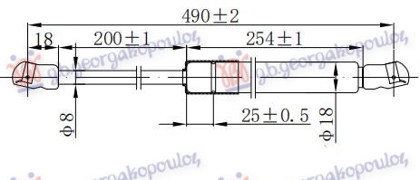 AMORTIZER GEPEK VRATA 5 VRATA (490L-380N) KIA RIO 2005-2011 (JB)