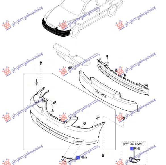 RESETKA PREDNJEG BRANIKA (BEZ MAGLENKE) KIA RIO 2002-2005 (DC)