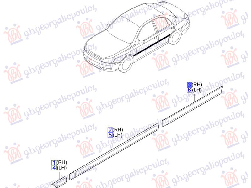 LAJSNA ZADNJIH VRATA (ORIGINALNI) KIA RIO 1999-2002 (DC)