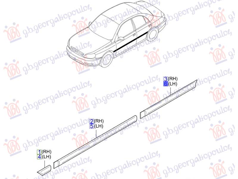LAJSNA ZADNJIH VRATA (ORIGINALNI) KIA RIO 1999-2002 (DC)