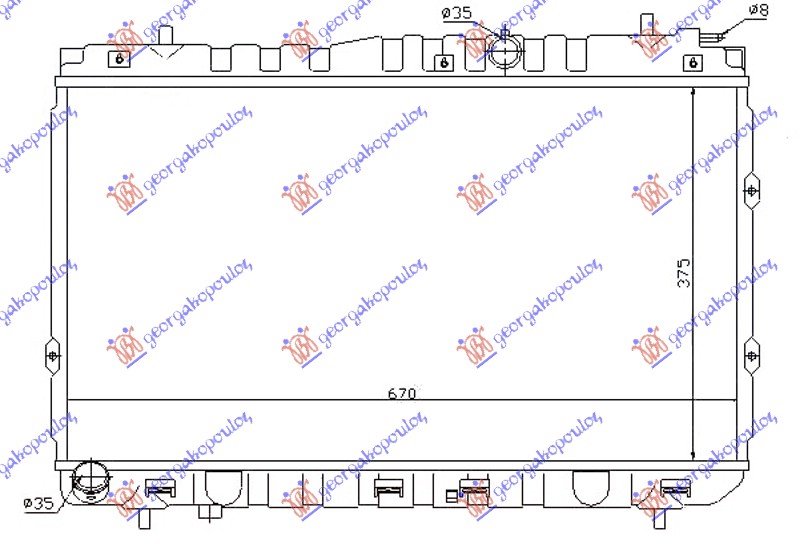 HLADNJAK MOTORA 1.5 CRDi DIZEL (375x670x16) KIA CERATO 2004-2009 (LD)