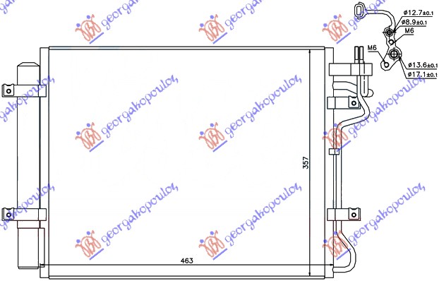 HLADNJAK KLIME 1.6 CRDi (435x350x16) KIA CERATO 2004-2009 (LD)