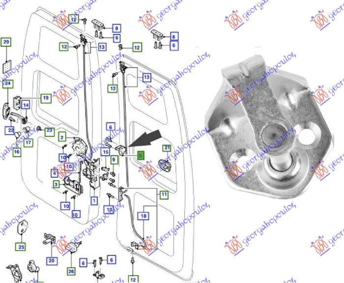 BRAVA GEPEK VRATA CENTRALNA (DUPLA VRATA) FORD TRANSIT 2006-2013 (FA/FB/FZ/FC)