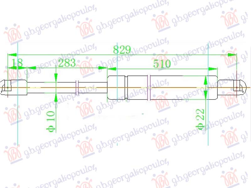 AMORTIZER GEPEK VRATA (827L-640N) FORD TRANSIT 2006-2013 (FA/FB/FZ/FC)