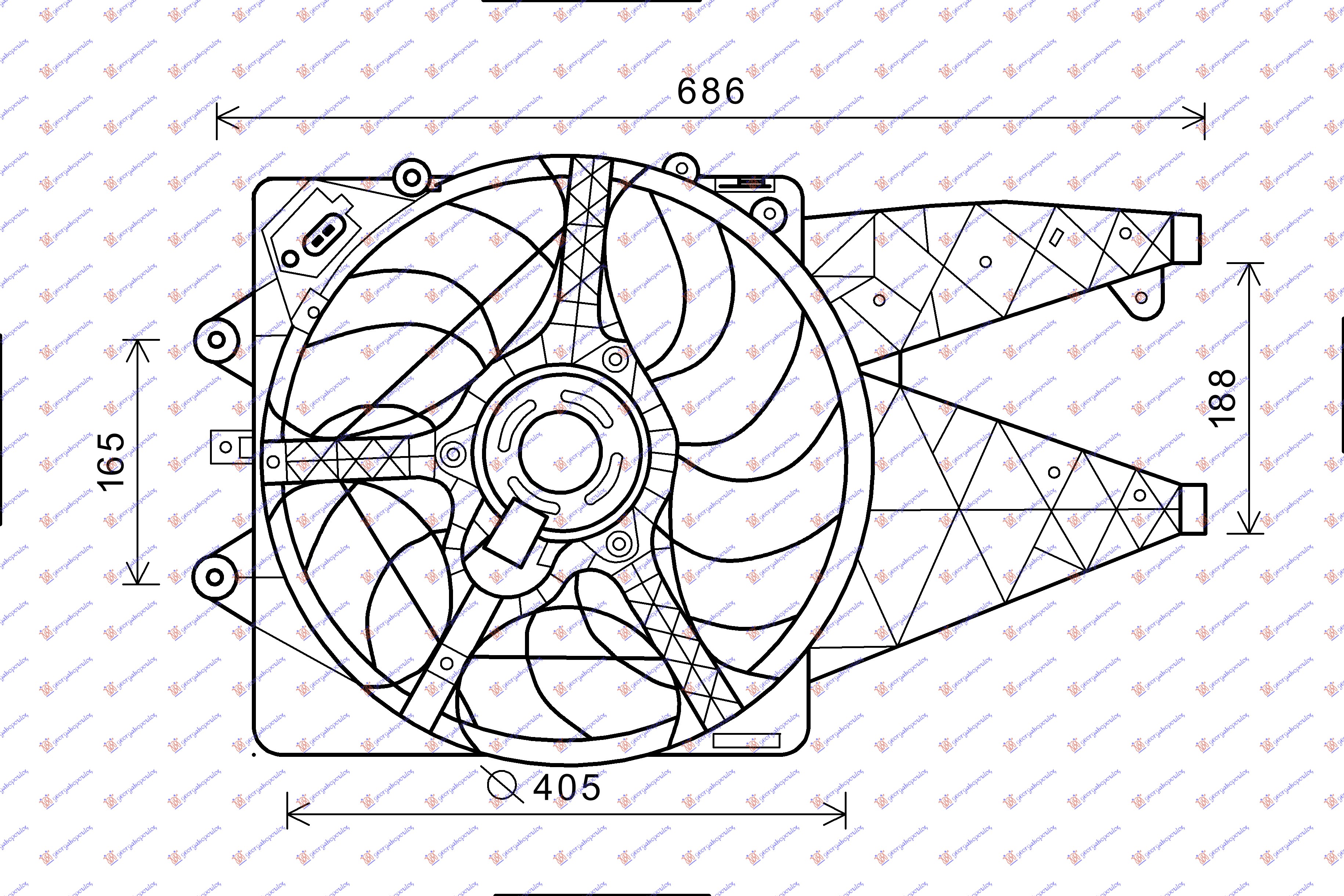 VENTILATOR KOMPLET (BENZIN/DIZEL) ALFA ROMEO MITO 2008-2018 (955)