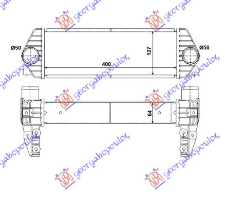 HLADNJAK INTERKULERA 1.8 Di-TDCi DIZEL (400x130x65) 07- FORD TRANSIT CONNECT 2003-2010 (P64/P70/P80)