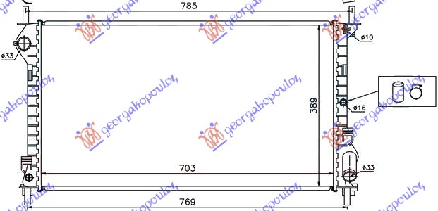 HLADNJAK MOTORA 1.8 BENZIN / 1.8 TDCI (70x38.5x24) FORD TRANSIT CONNECT 2003-2010 (P64/P70/P80)